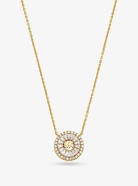 Precious Metal-Plated Sterling Pavé Halo Necklace Product Image