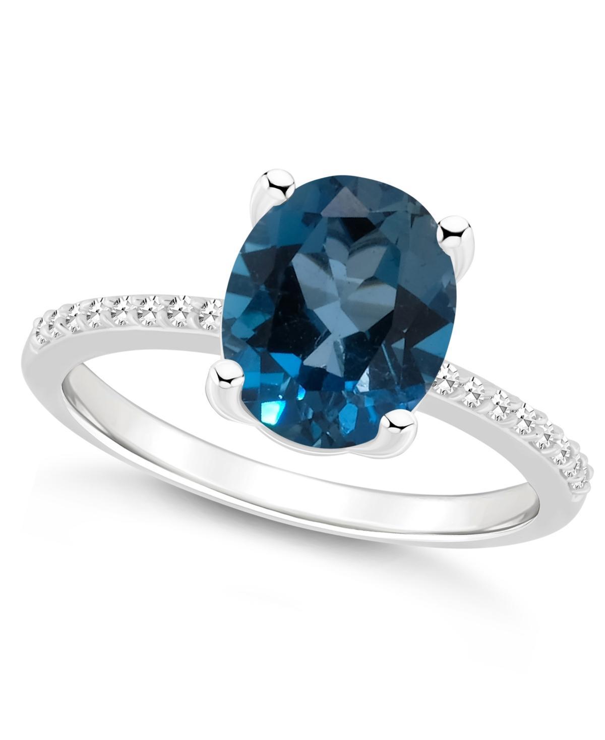 Alyson Layne Sterling Silver 10 mm x 8 mm Oval Gemstone & 1/10 Carat T.W. Diamond Ring, Womens, Blue Product Image