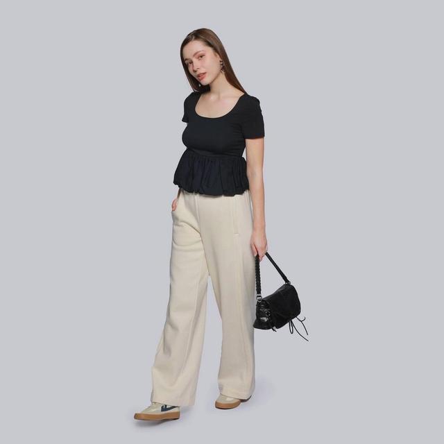 Womens Mid-Rise Wide Leg Sweatpants - A New Day Off-White XL Product Image