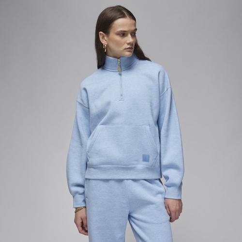 Jordan Womens Jordan Flight Fleece 1/4 Zip - Womens Heather/Blue Grey Product Image