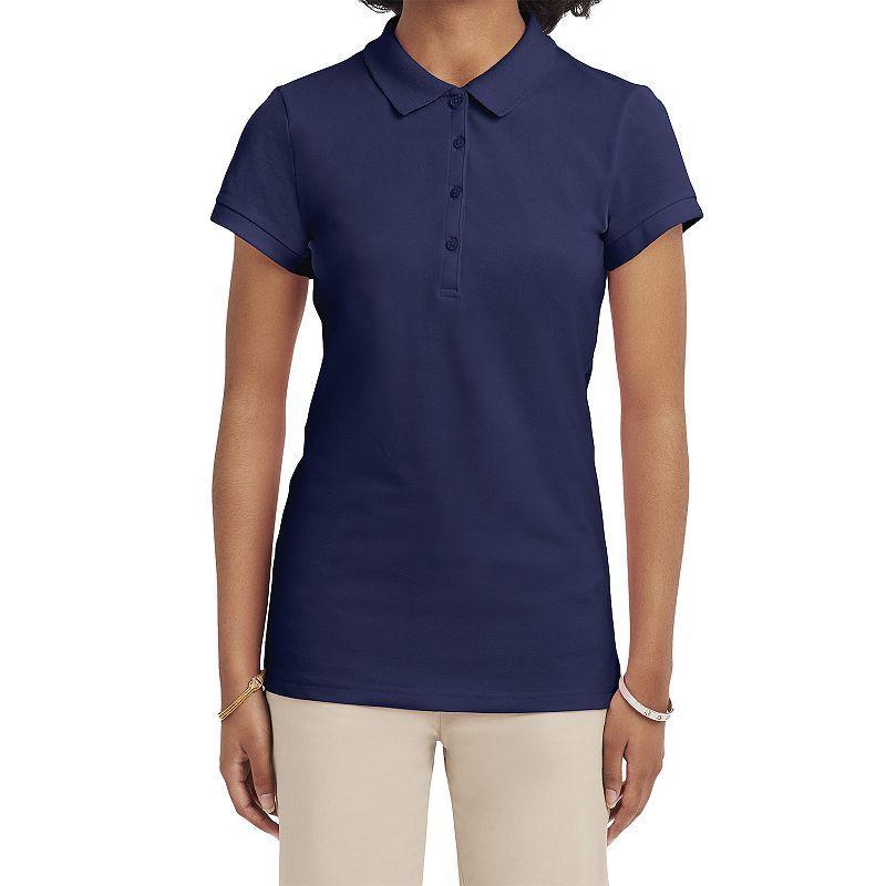 IZOD Womens Short Sleeve Stretch Pique Knit Polo Shirt Juniors Product Image