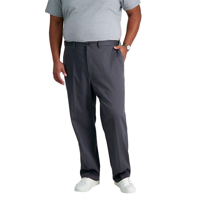 Big & Tall Haggar Premium Stretch No-Iron Khaki Flat-Front Pants, Mens Beig/Green Product Image