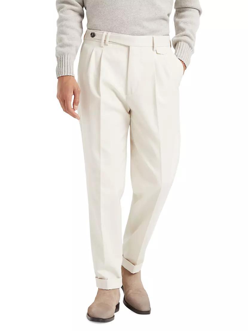 Cotton and Virgin Wool Gabardine Leisure Fit Trousers Product Image