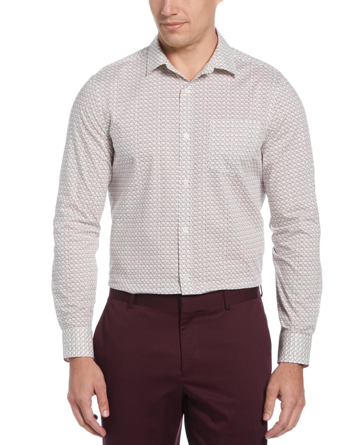 Perry Ellis Performance Stretch Micro Chain Pattern Long Sleeve Woven Shirt Product Image