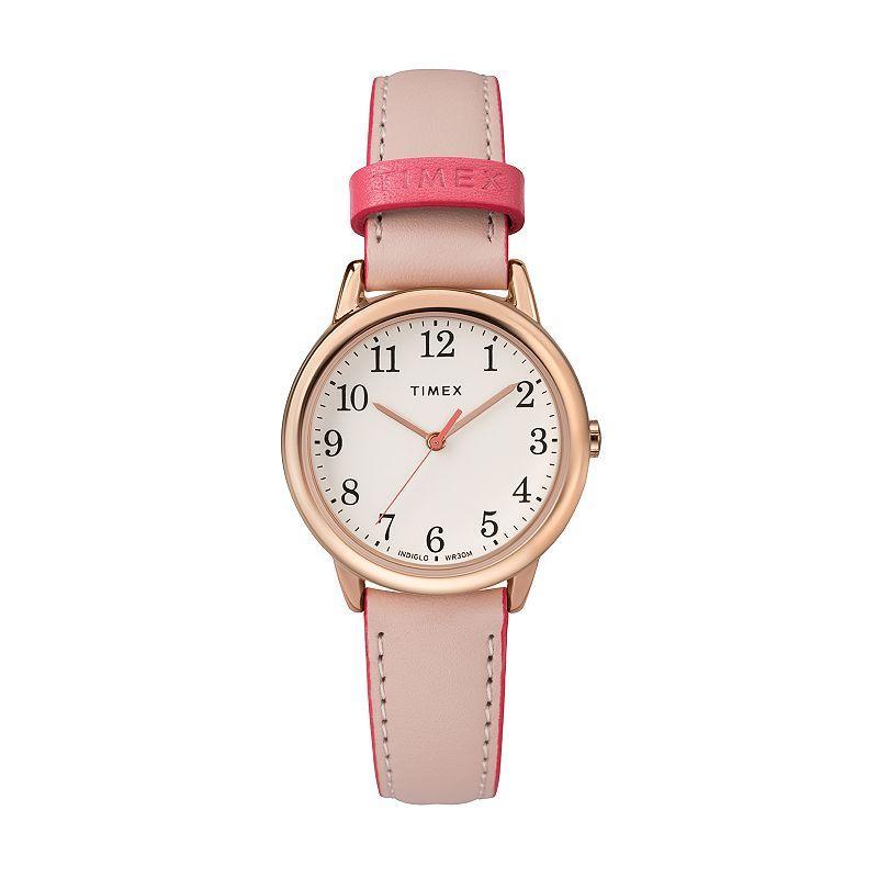 Womens Timex Easy Reader Watch with Leather Strap - Pink TW2R62800JT Product Image