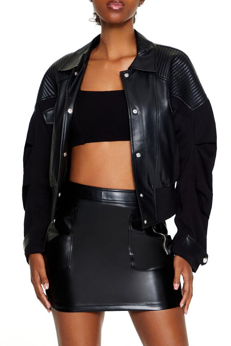 Cropped Faux Leather Moto Jacket | Forever 21 Product Image