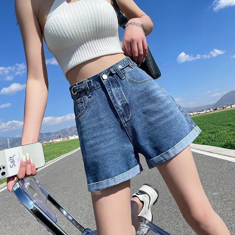 Wide Leg Denim Shorts Product Image