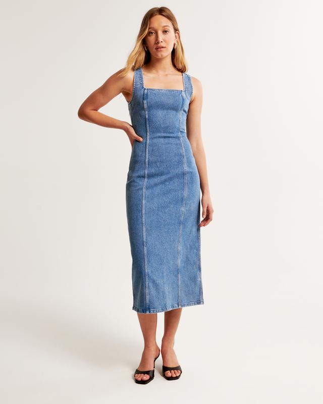 Denim Column Midi Dress Product Image