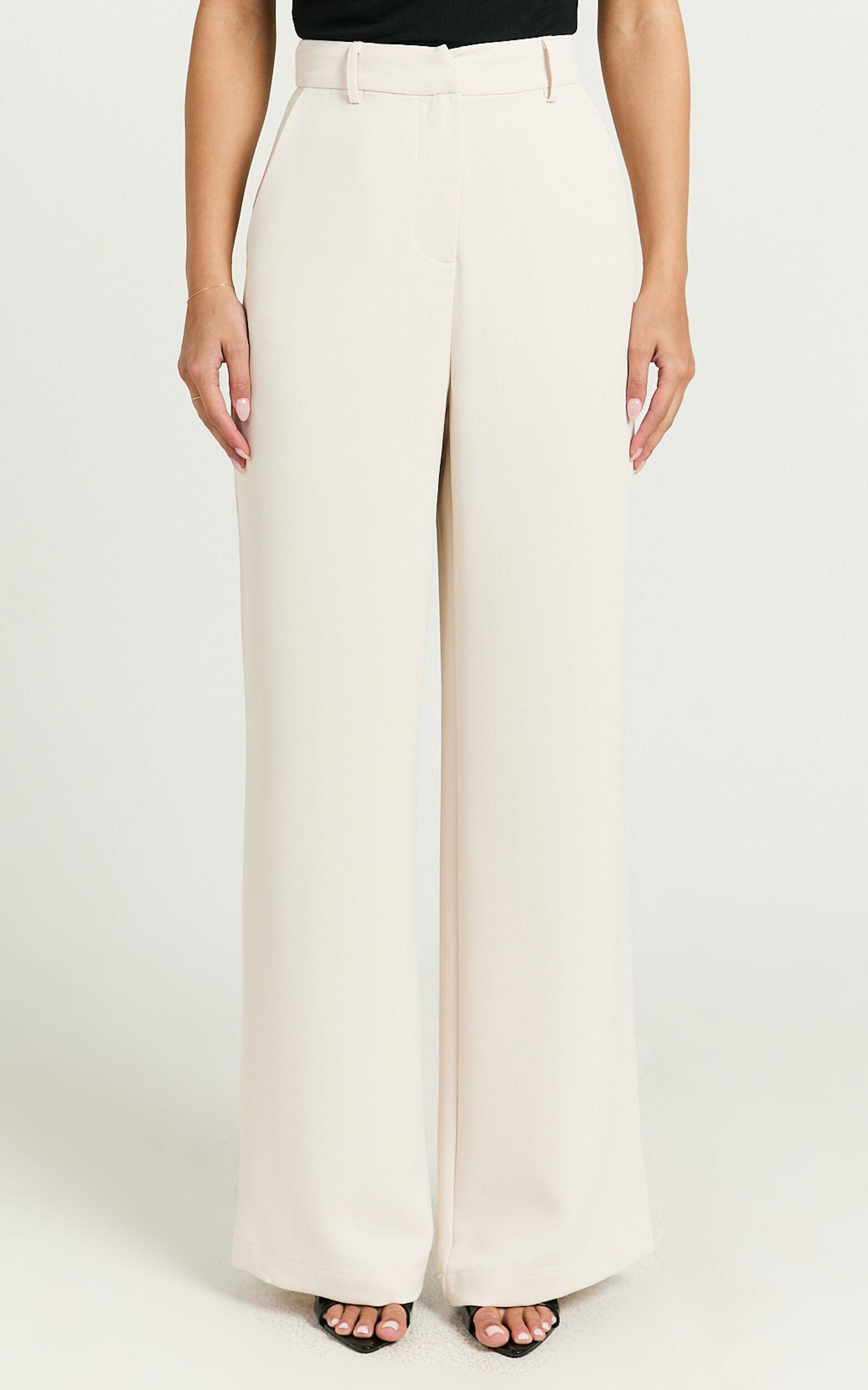 Bonnie Pants - High Waisted Tailored Wide Leg Pants in Bone Product Image