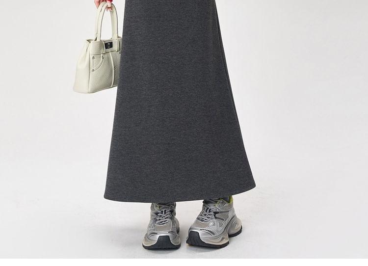 High Rise Plain Maxi A-Line Skirt Product Image