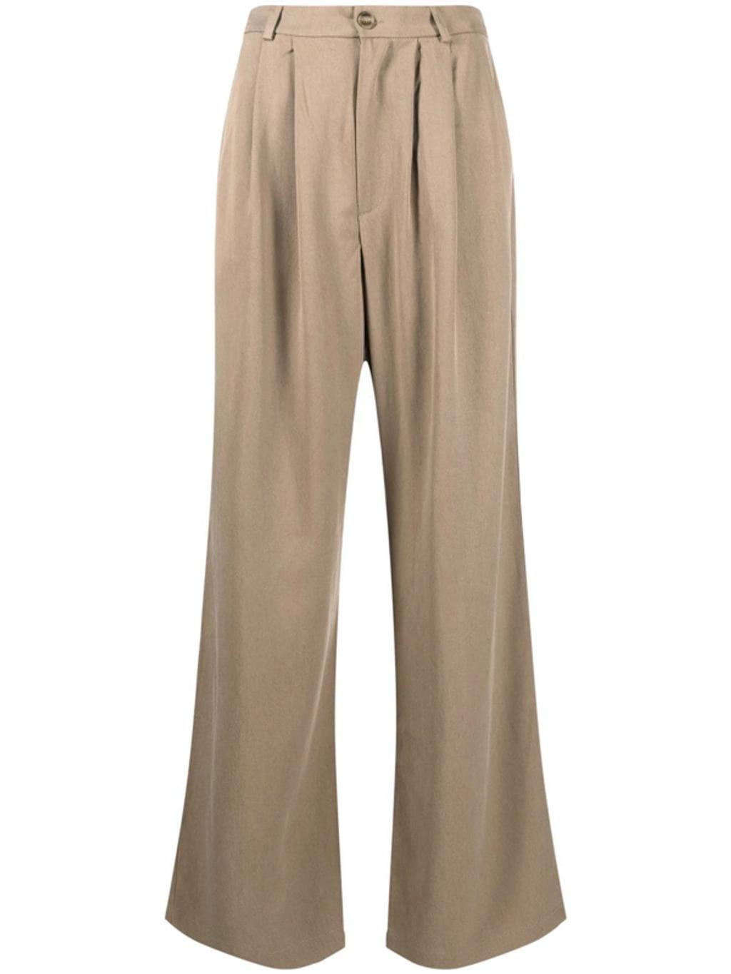 Mason Darted Wide Leg Trousers In Khaki Product Image