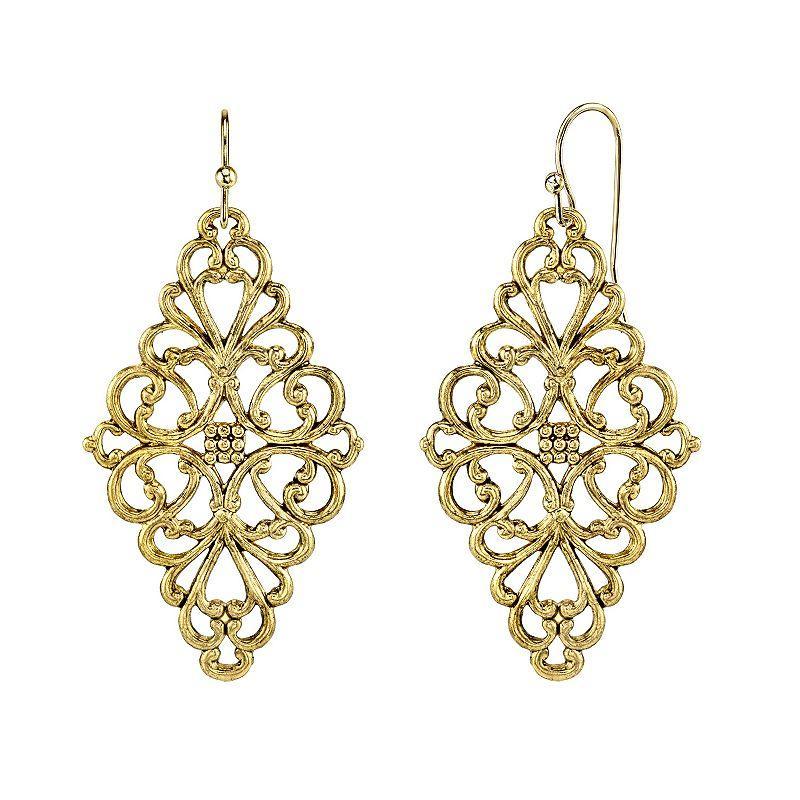 1928 Filigree Kite Drop Earrings, Womens, Yellow Product Image