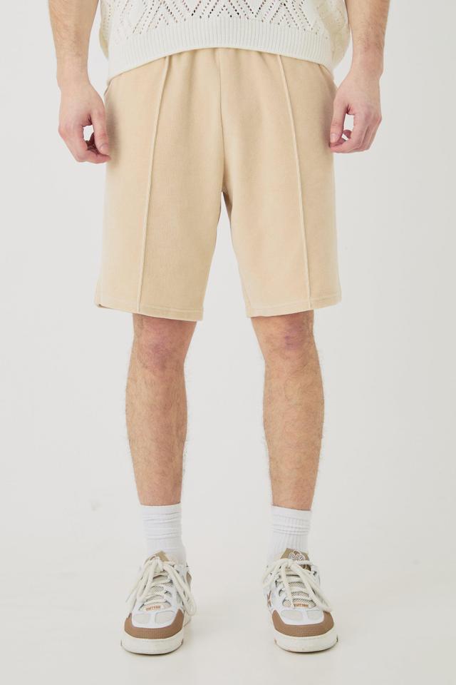 Tall Elasticated Waist Pintuck Velour Shorts | boohooMAN USA Product Image