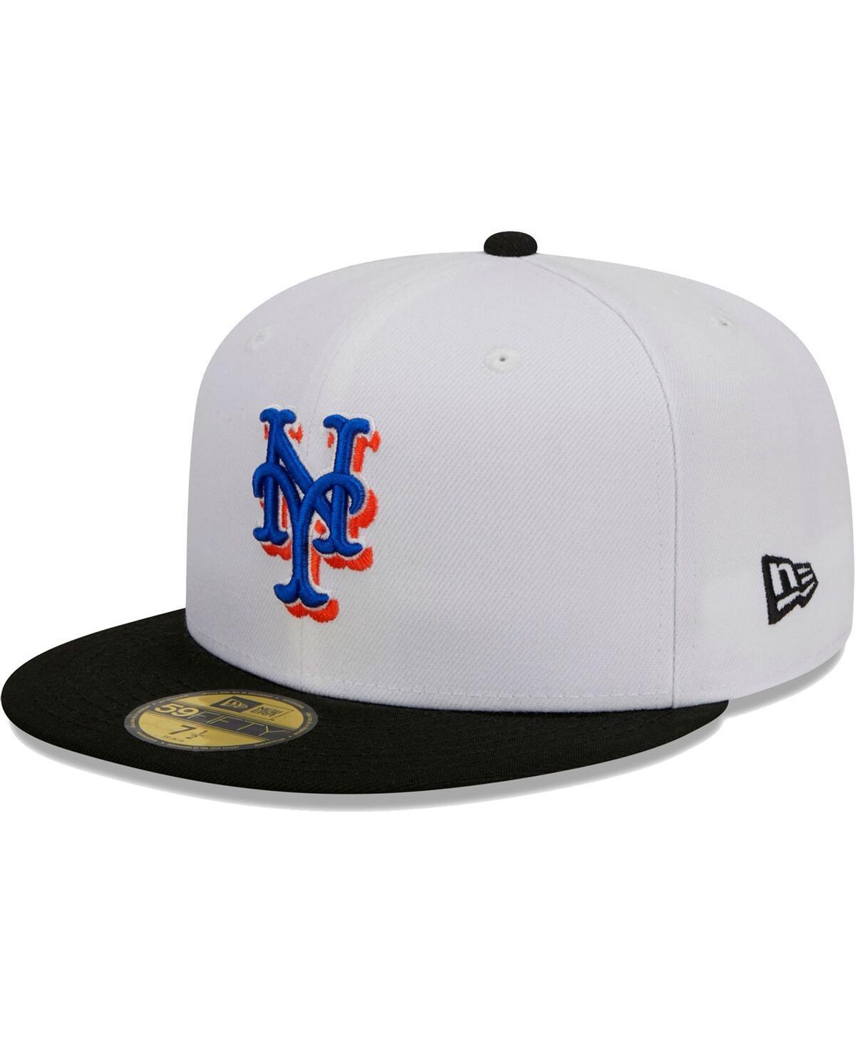 Mens New Era White, Black New York Mets Optic 59FIFTY Fitted Hat Product Image