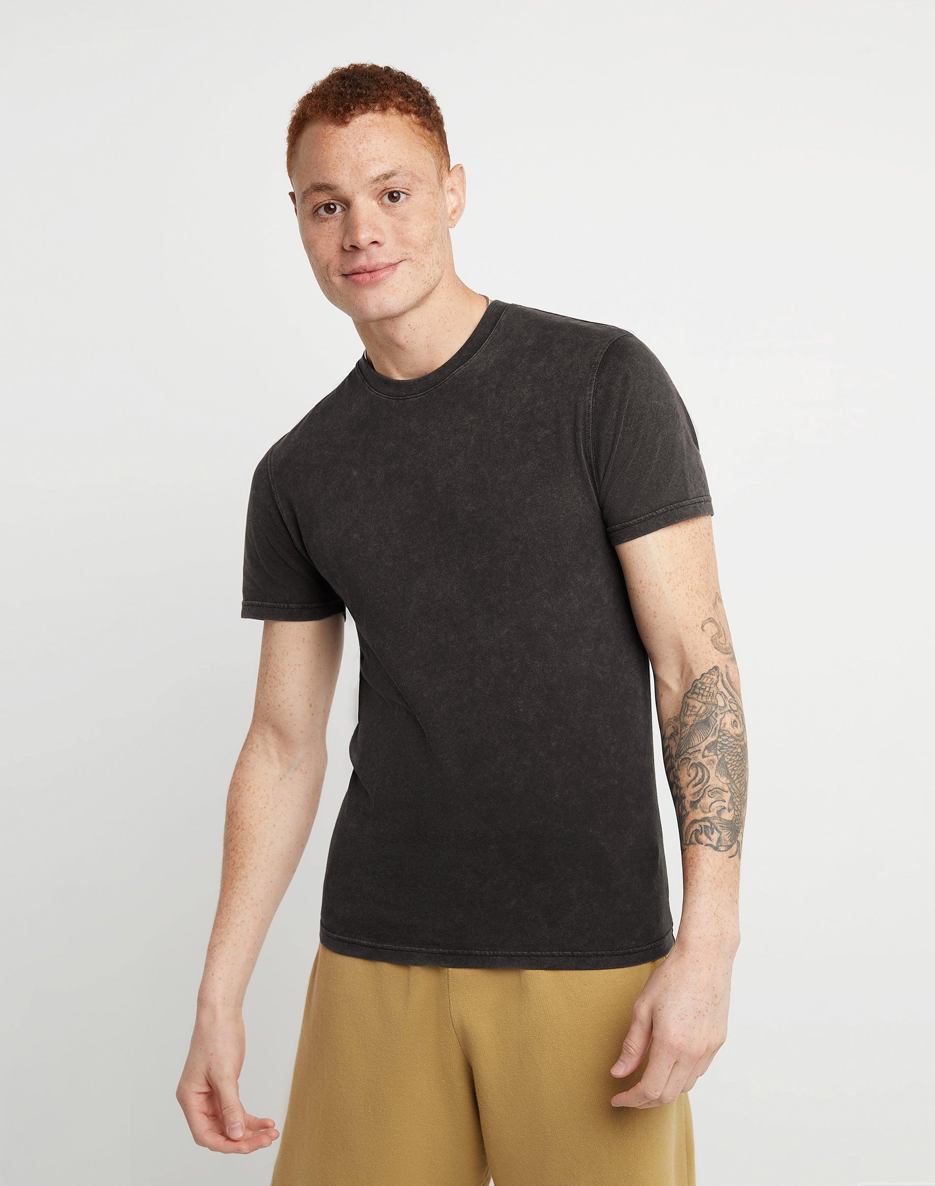 Hanes Mens Mineral Wash Short Sleeve T-Shirt Black M Product Image