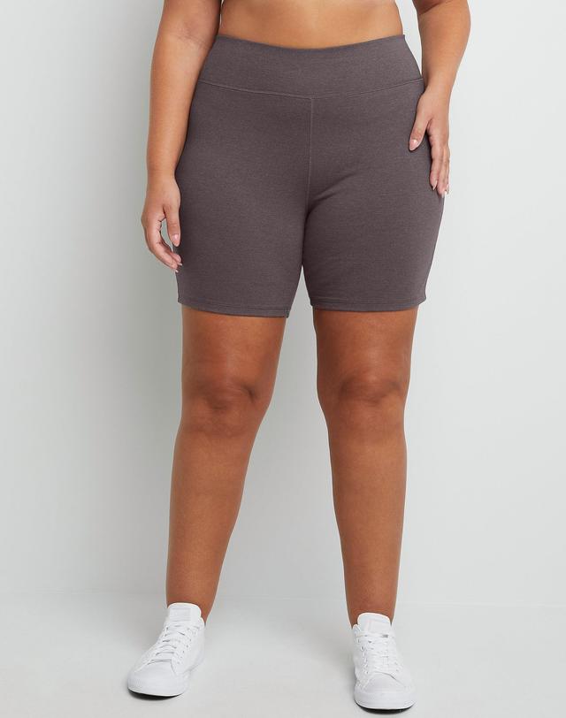 Plus Size Just My Size Stretchy Jersey Bike Shorts, Womens Grey Heather Product Image