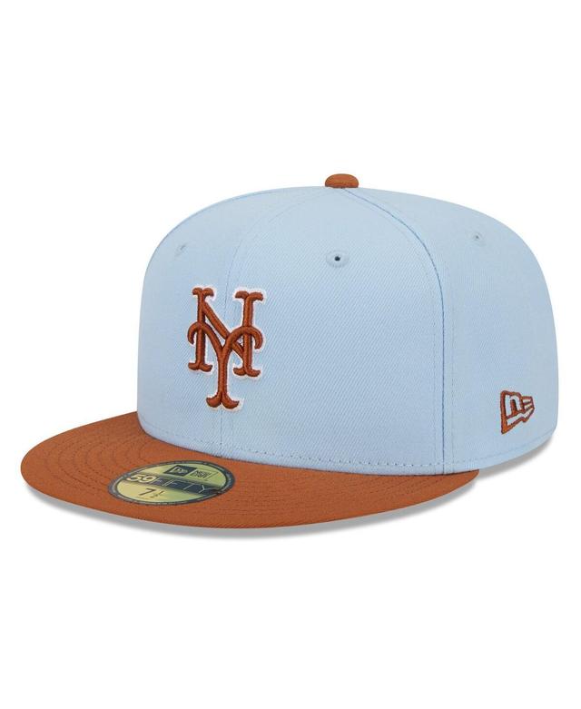 New Era Mens Light Blue/Brown New York Mets Spring Color Basic Two-Tone 59Fifty Fitted Hat Product Image