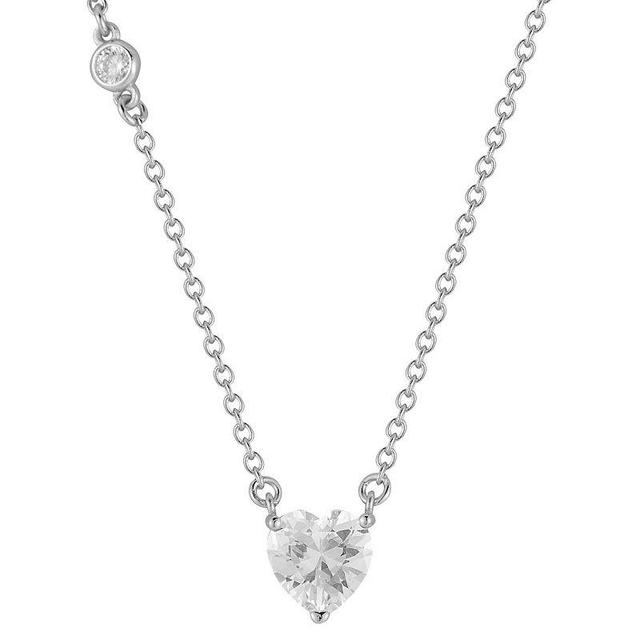 Sunkissed Sterling 14k Gold Over Silver Cubic Zirconia Heart Necklace, Womens White Product Image