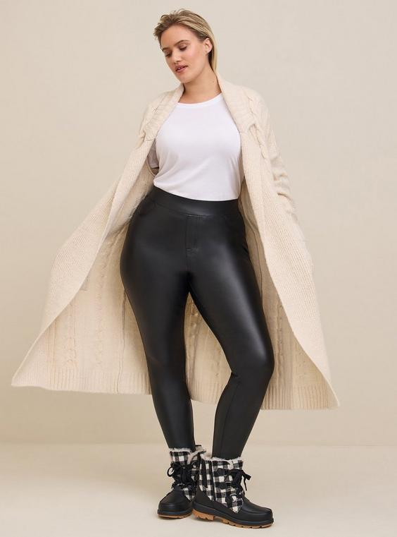 Mid-Rise Full Length Signature Waist Faux Leather Legging Product Image