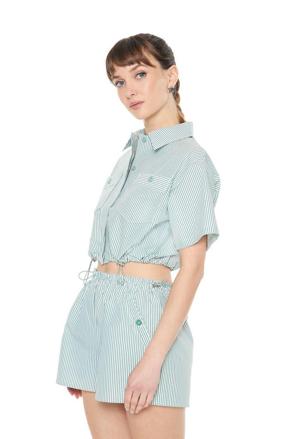 Pinstriped Cropped Shirt | Forever 21 Product Image