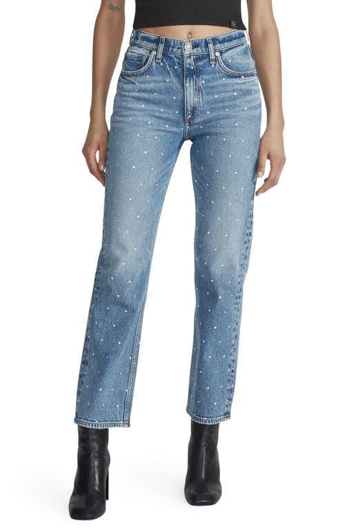 Womens Harlow Jeweled Mid-Rise Straight Ankle Jeans Product Image