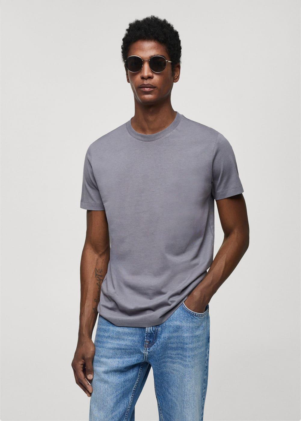 MANGO MAN - Basic cotton stretch T-shirt greyMen Product Image