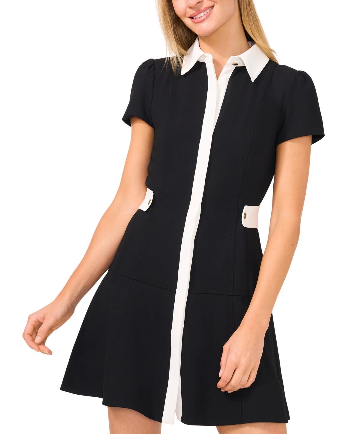 CeCe Womens Tab-Waist Fit & Flare Shirtdress Product Image