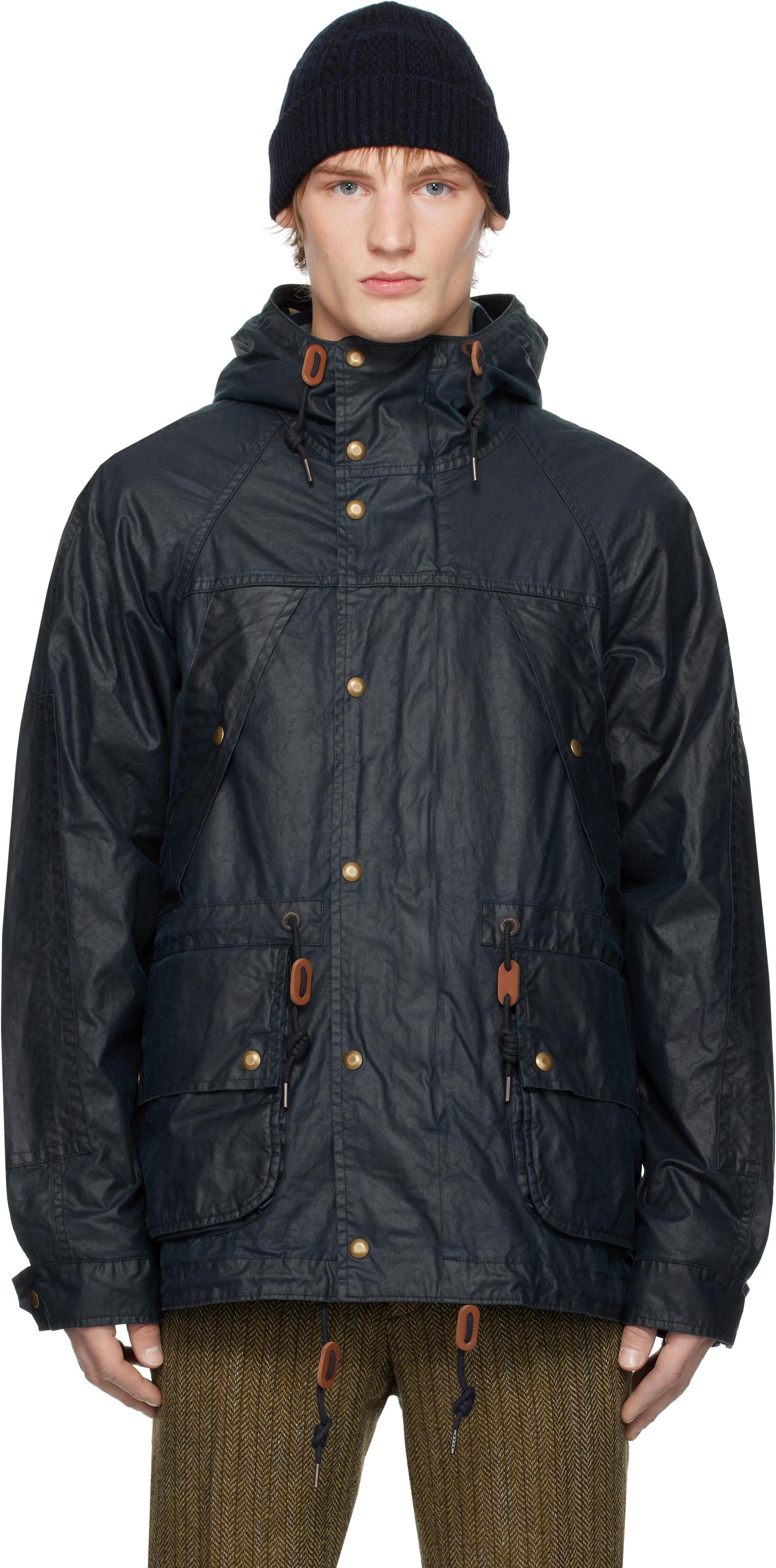 Navy Oilcloth Hooded Jacket Product Image