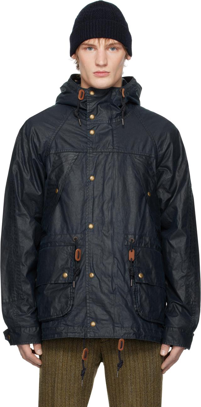 Navy Oilcloth Hooded Jacket Product Image