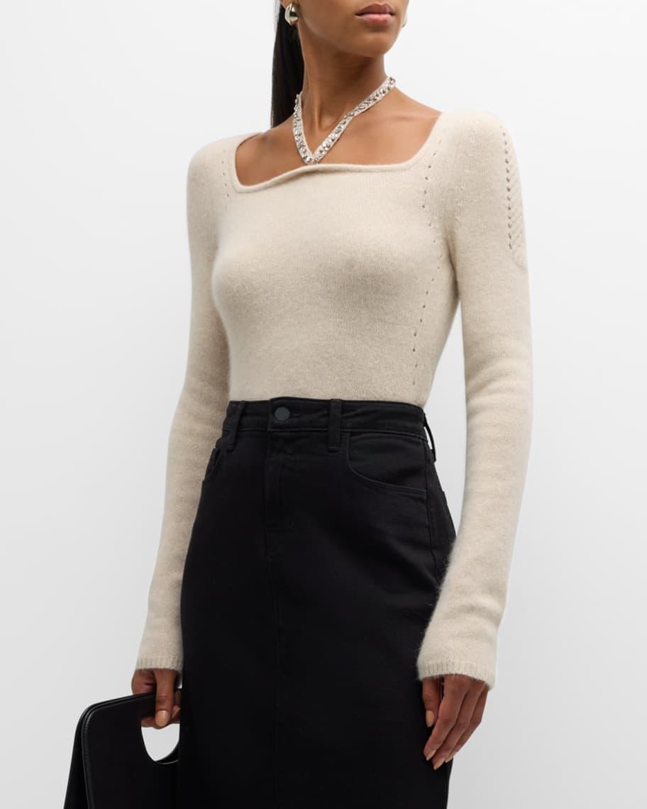 Beaded Long-Sleeve Shearling Top Product Image