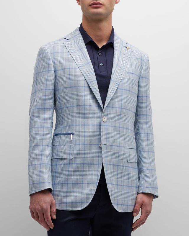 Stefano Ricci Men's Plaid Sport Coat - Size: 48R EU (38R US) - LIGHT BLUE Product Image