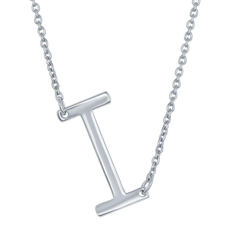 Sterling Silver Sideways Initial Necklace, Womens Sterling J Product Image