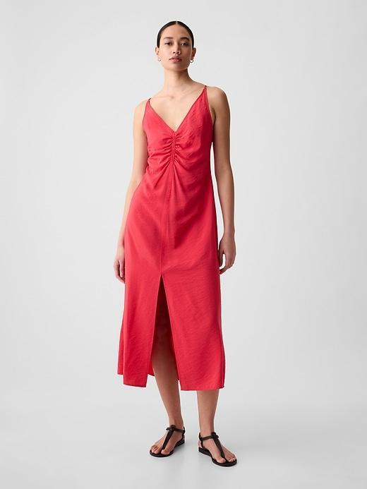 Ruched Slip Midi Dress Product Image