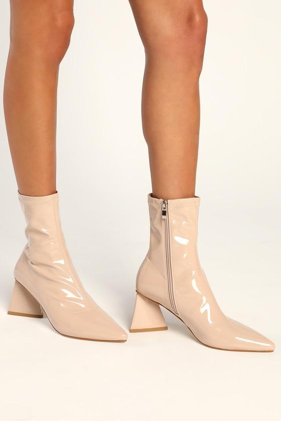 Content Camel Patent Sculpted Heel Mid-Calf Boots Product Image