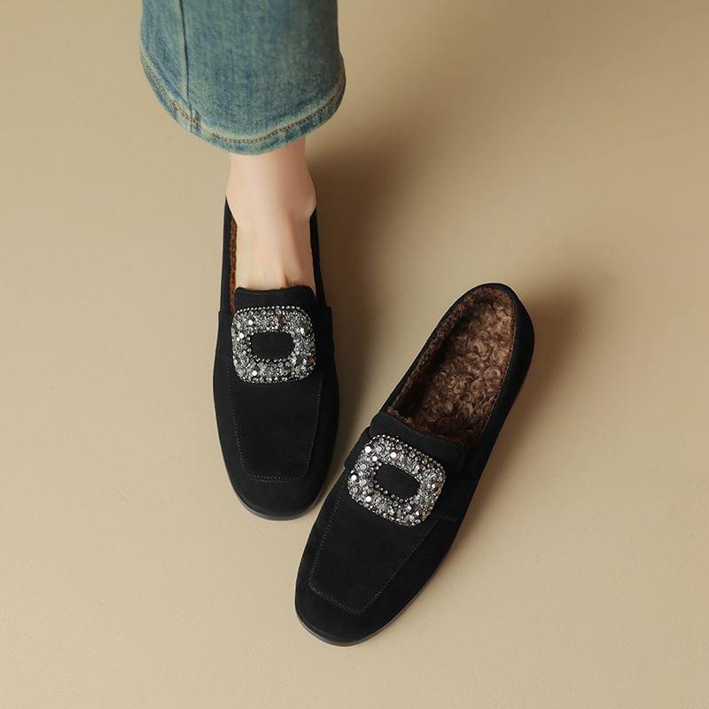 Rhinestone Chunky Heel Loafers product image