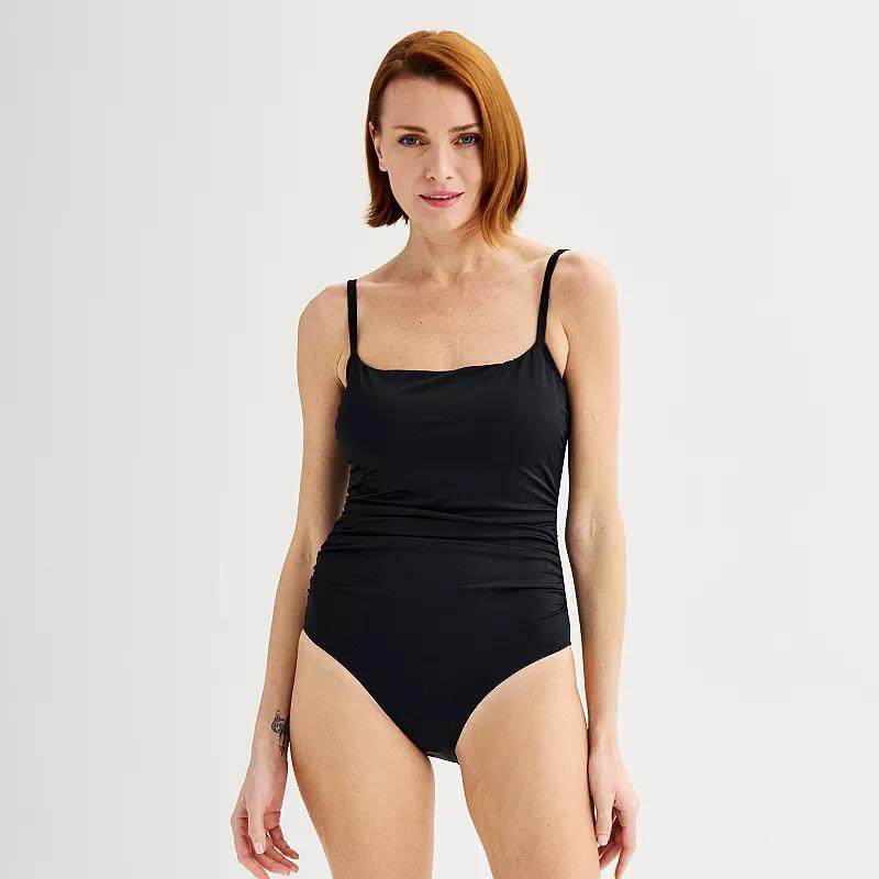 Womens Bal Harbour Solid Cami Scoopneck One-Piece Swimsuit Product Image