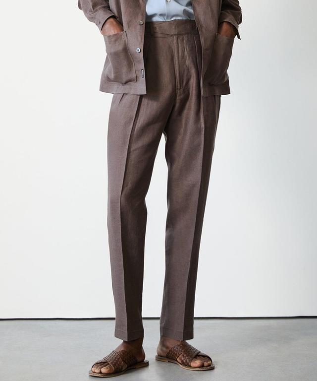 Irish Linen Gurkha Trouser in Dark Brown Product Image