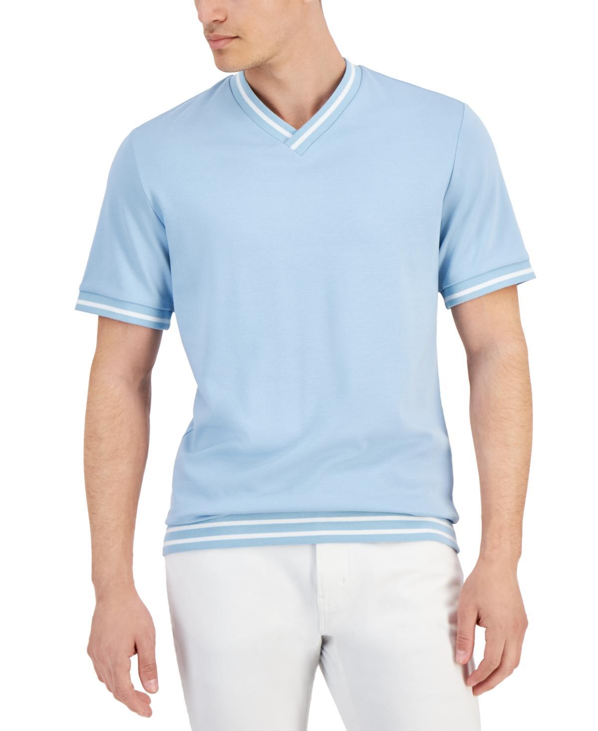 Alfani Mens Regular-Fit Tipped Ponte-Knit V-Neck T-Shirt, Created for Macys Product Image