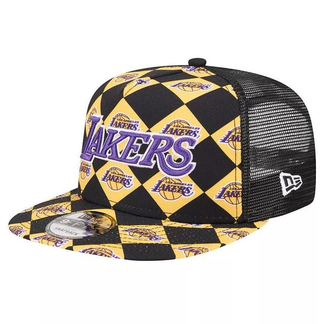 Mens New Era Los Angeles Lakers Seeing Diamonds A-Frame Trucker 9FIFTY Snapback Hat Product Image