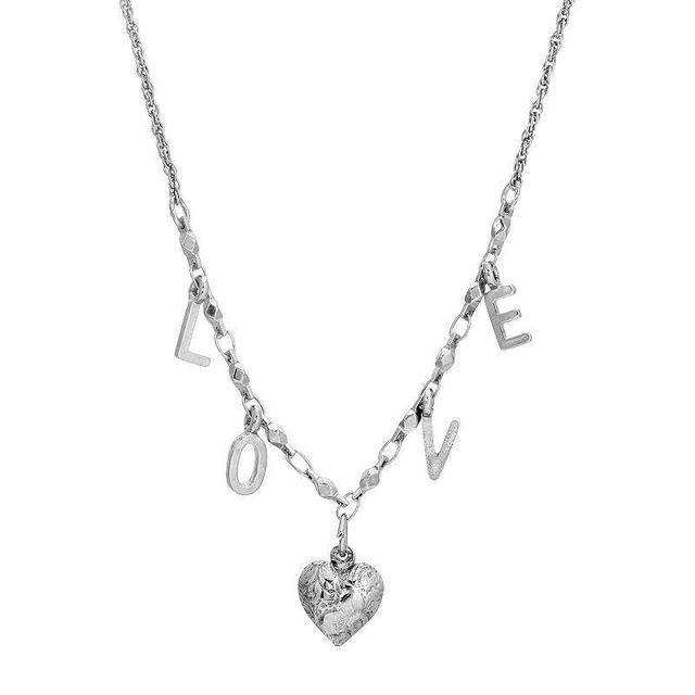 1928 Gold-tone Heart Necklace, Womens, Silver Tone Product Image