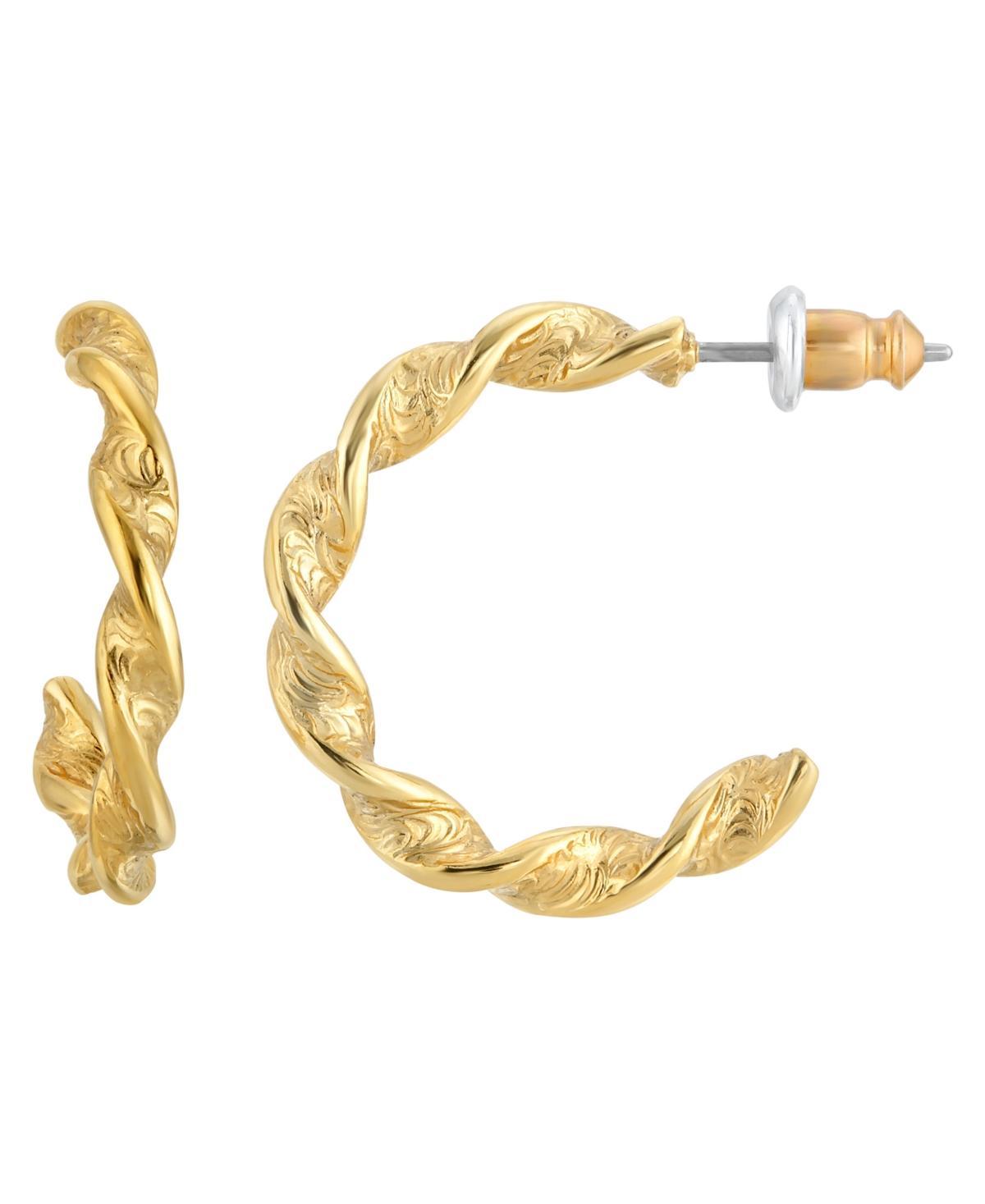 1928 Gold Tone Twisted C-Hoop Earrings, Womens Product Image