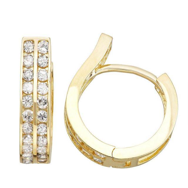 Tiara 10k Gold 5/8 Carat T.W. Diamond Huggie Hoop Earrings, Womens Product Image