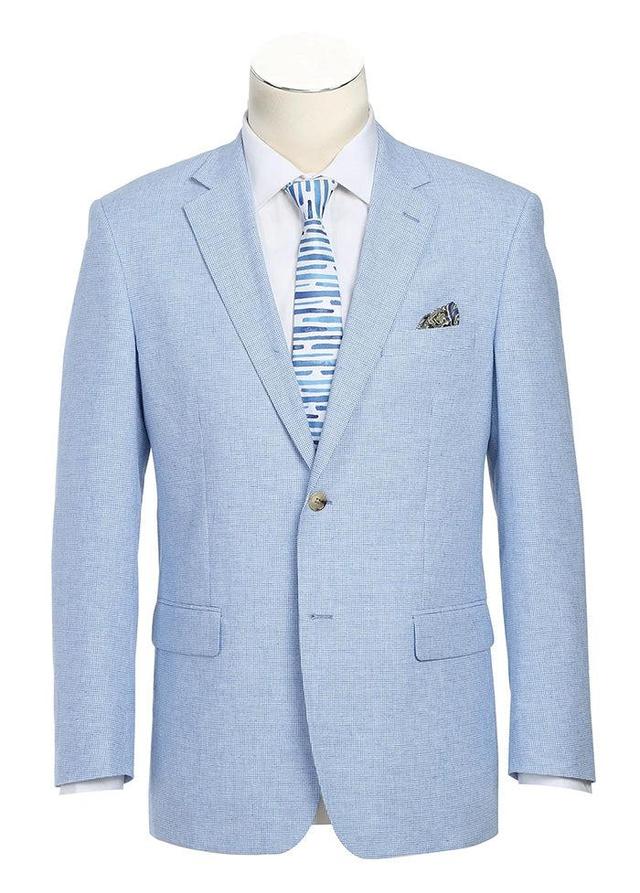 Classic Regular Fit Blazer Summer Light Blue Linen/Cotton Sport Coat Product Image