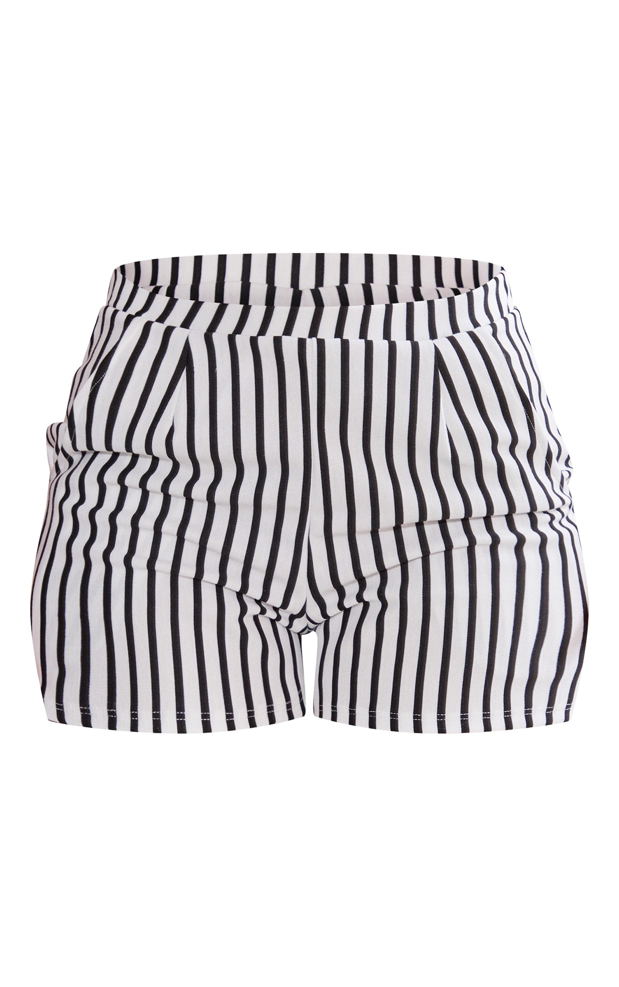 Shape Black and White Striped Runner Shorts Product Image