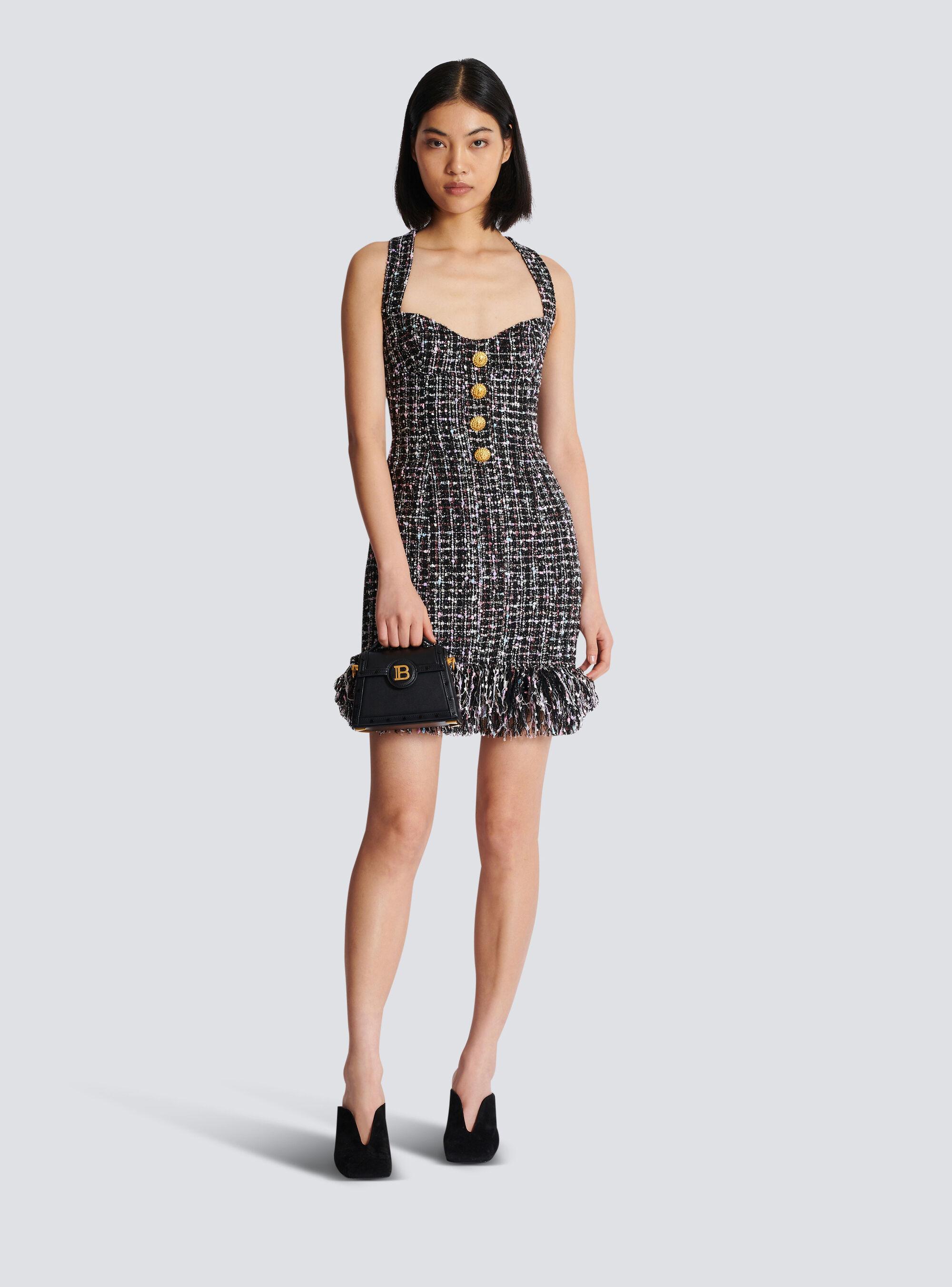 BALMAIN Button-embellished Tweed Minidress In Black Product Image