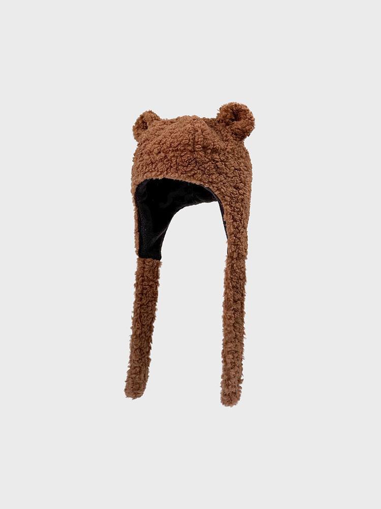 Plain Bear Ear Fleece Earflap Hat Product Image