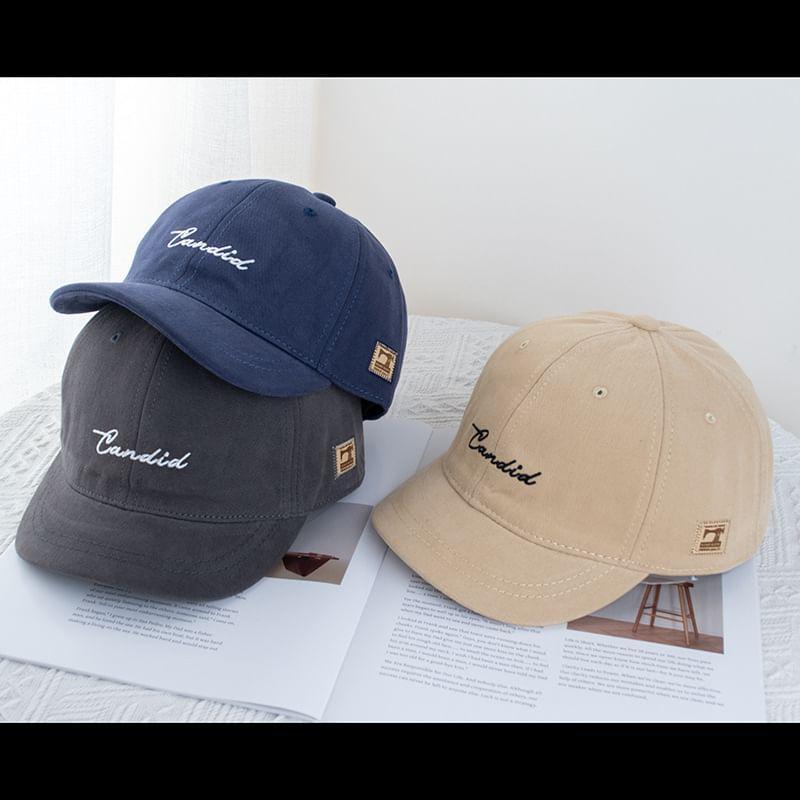 Lettering Embroidered Short Brim Cap Product Image