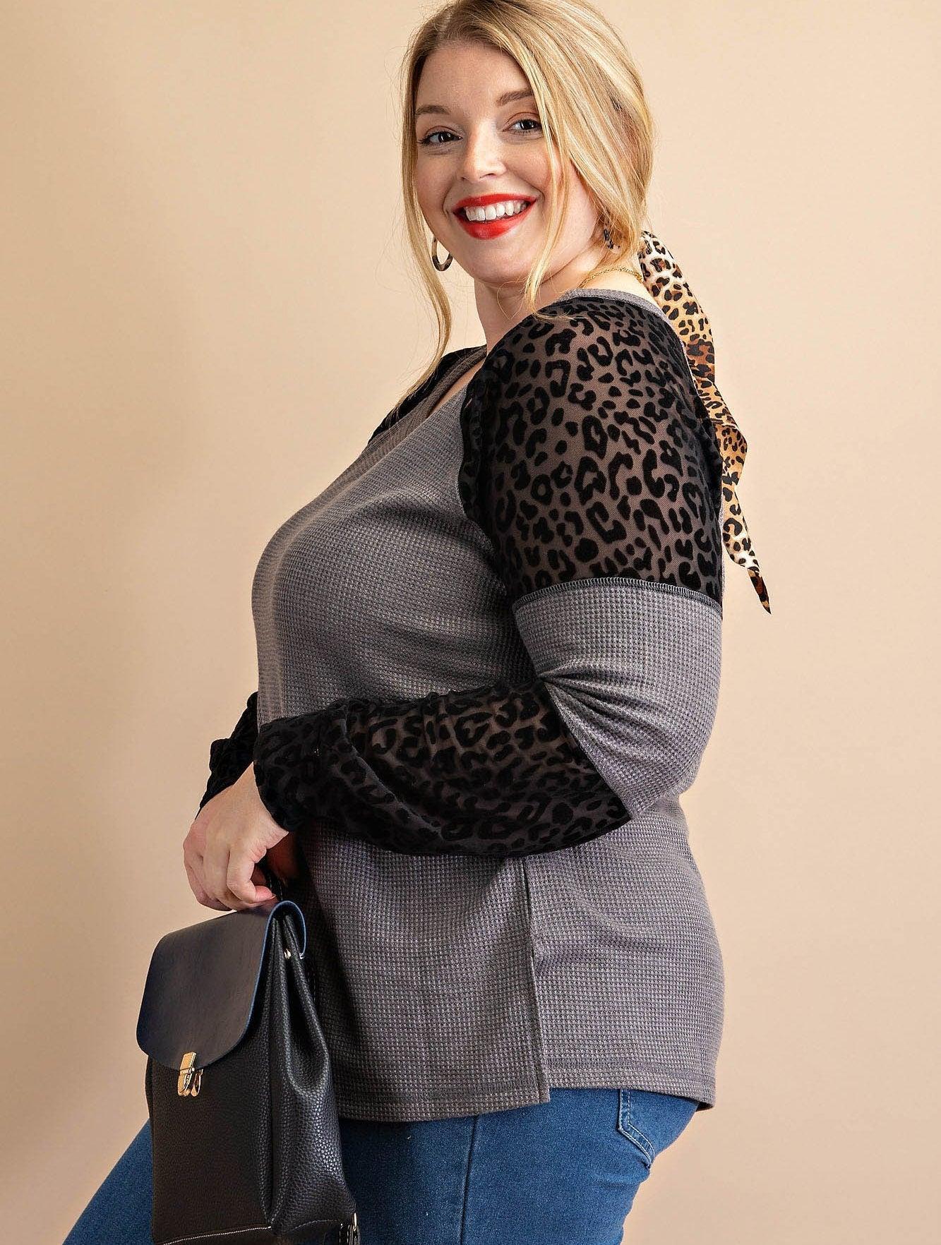 PLUS Sheerly Leopard Thermal Top-2 colors Product Image