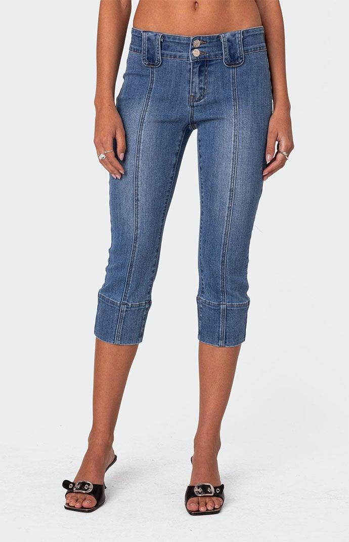 Edikted Women's Jesse Low Rise Washed Capri Jeans Product Image