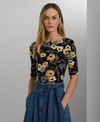 Lauren Ralph Lauren Womens Floral Boat-Neck Tee Product Image